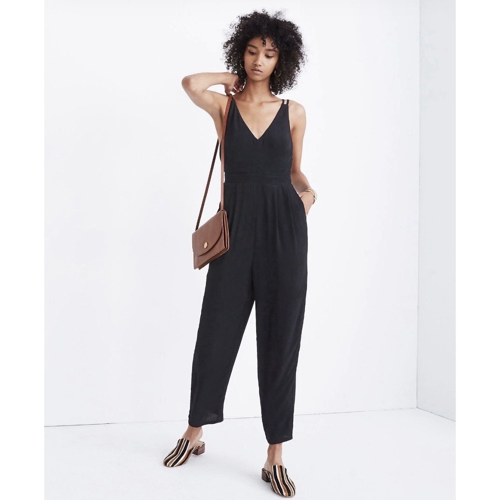 Madewell Thistle Cami Black Spaghetti Strap Jumpsuit Size 20